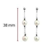 14K White Gold 7.5-8.0mm Cultured Pearl Dangle Earring