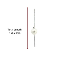 14K White Gold 9mm Cultured Pearl "Threader" Earring