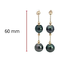 14K Yellow Gold 12.5-14mm Tahitian Pearl Dangle Earring