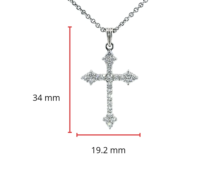 10/14K White Gold 0.85cttw Diamond Cross Pendant, 18"