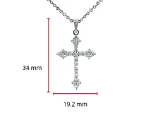 10/14K White Gold 0.85cttw Diamond Cross Pendant, 18"