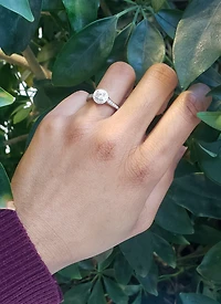 14K White Gold 0.67cttw Diamond Halo Engagement Ring, 6.5