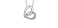 10K White Gold 0.10cttw Canadian Diamond Heart Pendant, 18"