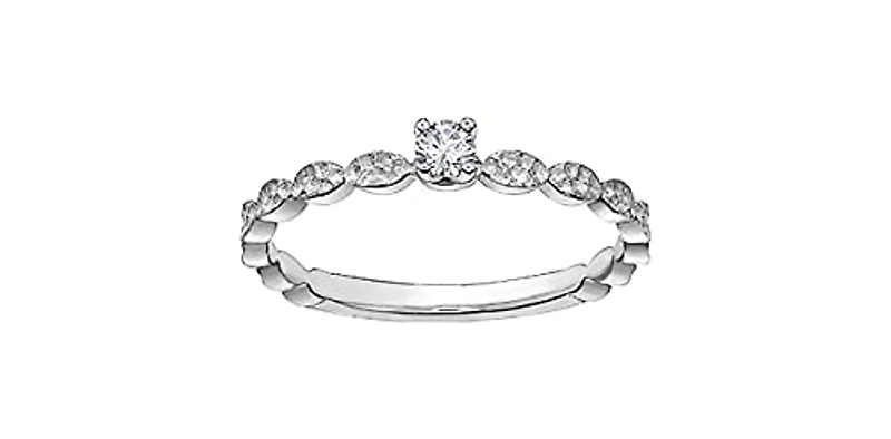 10K White Gold 0.08cttw Diamond Engagment / Promise Ring, size 6.5