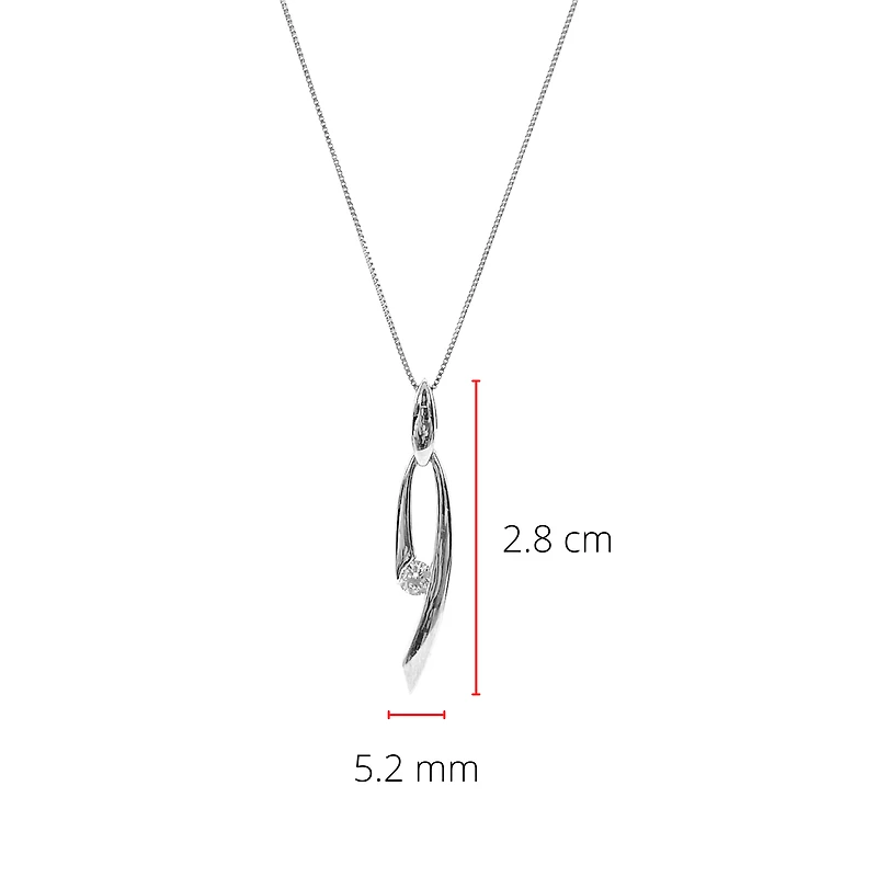 10K White Gold 0.12cttw Canadian Diamond Necklace, 18"
