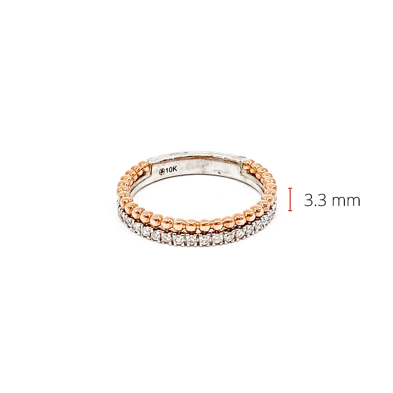 10K Rose & White Gold 0.30cttw Diamond Band, size 6.5