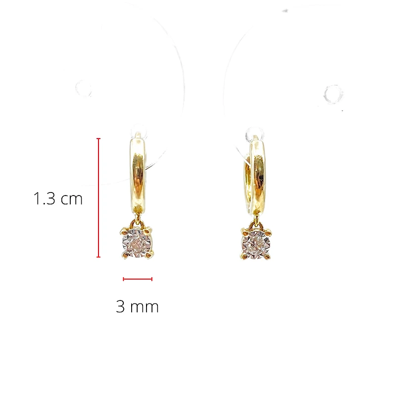 10K Yellow Gold 0.06cttw Diamond Dangle Drop Earrings
