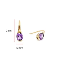 10K Yellow Gold 2.40cttw Genuine Amethyst and 0.02cttw Diamond Dangle / Drop Earrings
