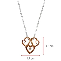 10K Rose & White 0.043cttw Canadian Diamond Triple Heart Pendant, 18"