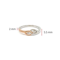10K White & Rose Gold 0.10cttw Diamond Ring, size 6.5 - 4.5