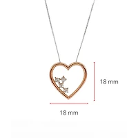 10K White & Rose Gold 0.02cttw Diamond Heart Pendant, 18"