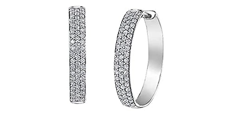 10K White Gold Diamond Hoop / Huggie Earring 0.50cttw