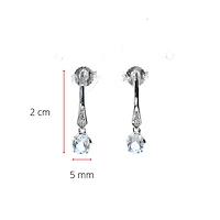 10K White Gold 0.64cttw Aquamarines & 0.012cttw Diamond Dangle / Drop Earrings