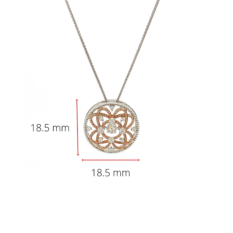 10K White & Rose Gold 0.35cttw Diamond Pendant, 18"