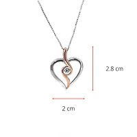 10K Rose Gold and Sterling Silver 0.12cttw Canadian Diamond Heart Necklace, 18"