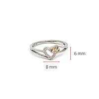 10K White Gold Heart Shape 0.054cttw Diamond Ring, size 6.5