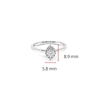 10K White Gold 0.30cttw Canadian Diamond Halo Engagement Ring, size 6.5
