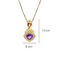 10K Yellow Gold 0.33cttw Genuine Amethyst and 0.08cttw Diamond Halo Pendant, 18"