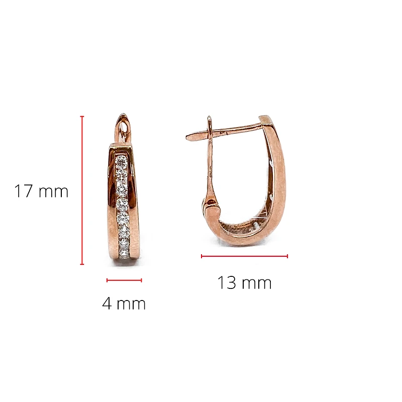 10K Rose Gold 0.50cttw Diamond Hoop Huggie Hinged Earring