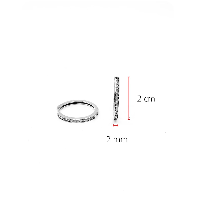 10K White Gold 0.50cttw Diamond Hoop Huggie Hinged Earrings