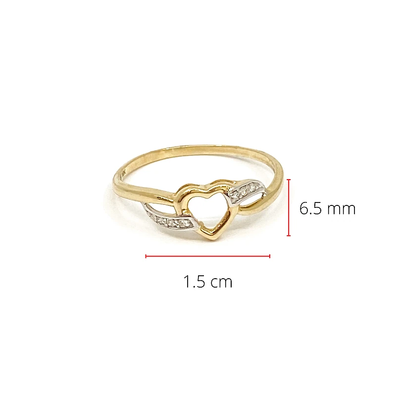 10K Yellow Gold 0.03cttw Diamond Heart Ring, size 6.5 - 4.5