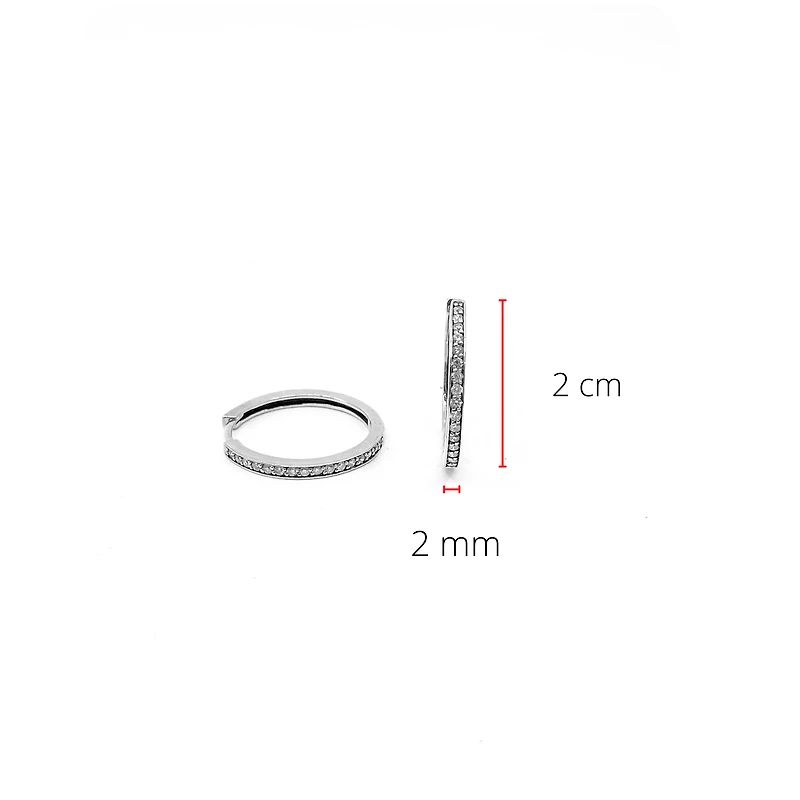 10K White Gold 0.25cttw Diamond Hoop Huggie Hinged Earrings
