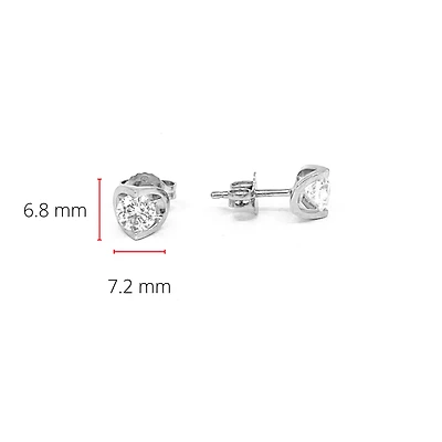 14K White Gold 1.00cttw Canadian Diamond Mezza Luna Earrings with Screw Backs