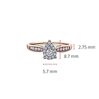 10K Rose Gold 0.35cttw Diamond Pear Shaped Halo Engagement Ring - / 4.5