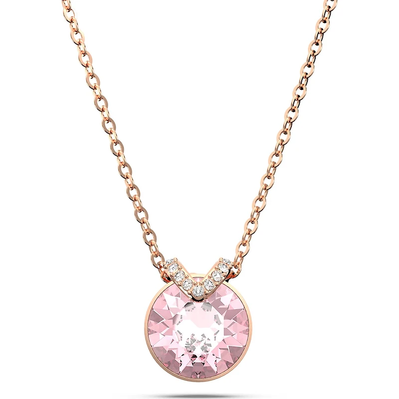 Swarovski Bella V pendant, Round cut, Pink, Rose gold-tone plated 5662088