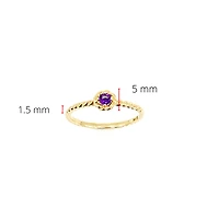 10K Yellow Gold 0.10cttw Genuine Amethyst  Halo Ring, size 6.5