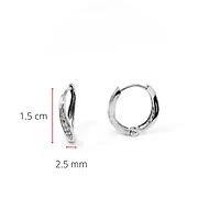 10K White Gold 0.06cttw Round Cut Diamond Hoop Huggie Hinged Earrings