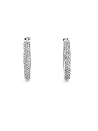 10K White Gold Diamond Hoop / Huggie Earring 0.50cttw
