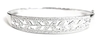 10K White Gold 0.56cttw Diamond Bangle, 7"