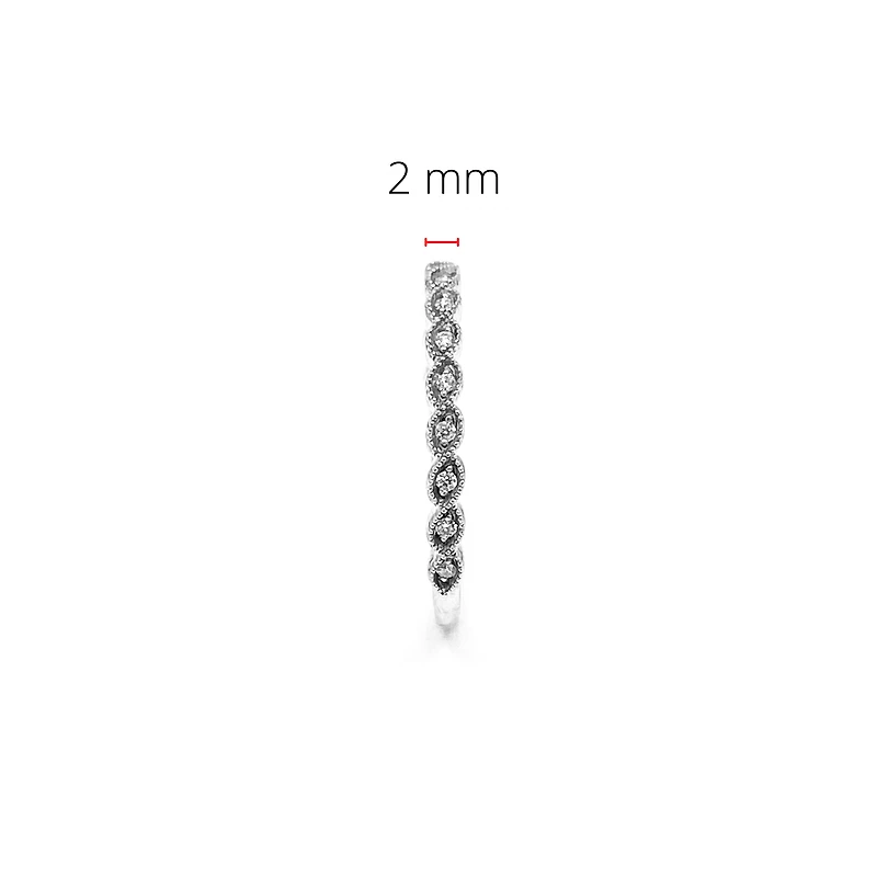 10K White Gold 0.07ctt Diamond Round-Cut Ring, Size 7