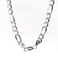 Sterling Silver Partially Textured Flat Figaro Chain - 22"