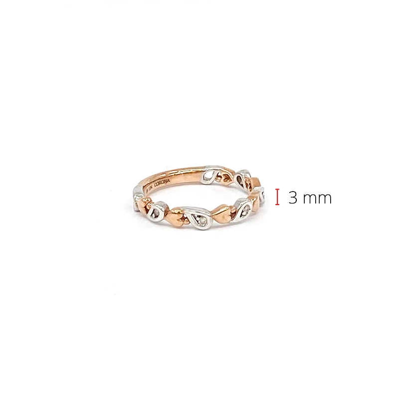 10K White & Rose Gold 0.05cttw Diamond Heart Ring, size 6.5