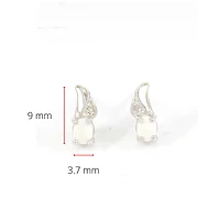 10K White Gold 0.22cttw Genuine Opal and 0.01cttw Diamond Earrings