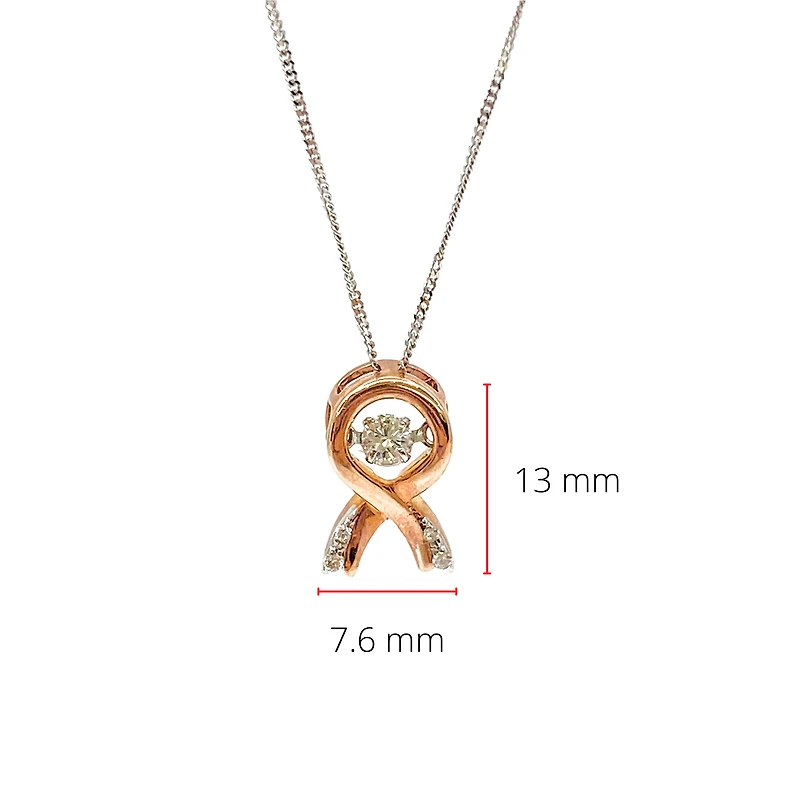 10K Rose Gold & White Gold 0.10cttw Diamond Pendant, 18"