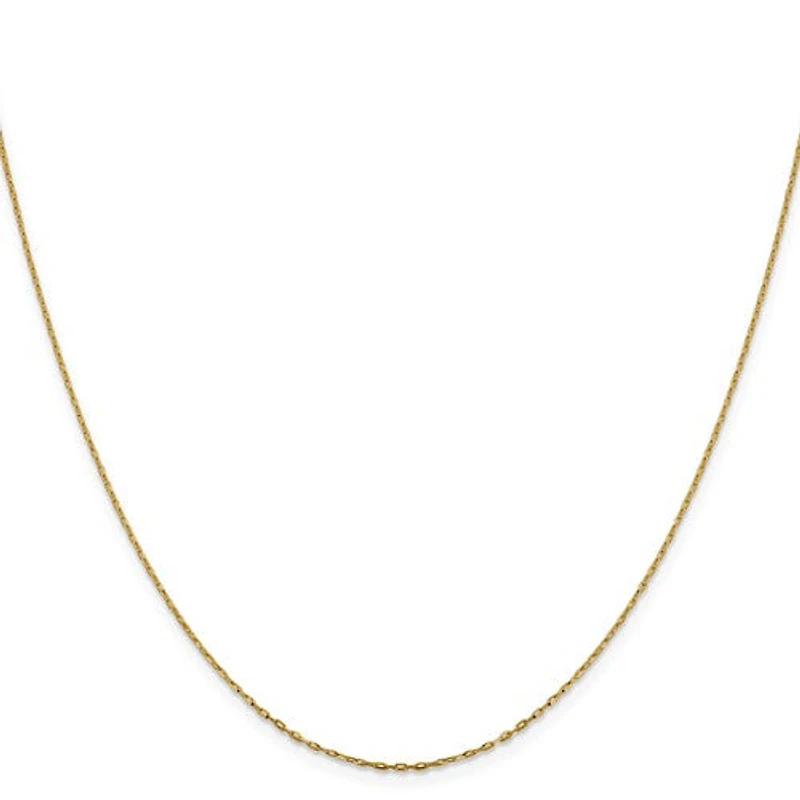 14K Gold 1mm D/C Open Long Link Cable Chain - /