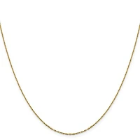 14K Gold 1mm D/C Open Long Link Cable Chain - /