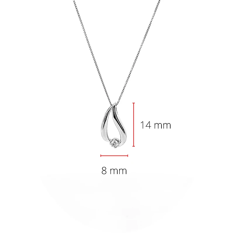 10K White Gold 0.035cttw Canadian Diamond Necklace, 18"