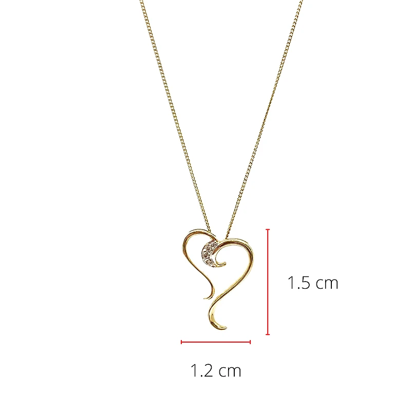 10K Yellow Gold 0.015cttw Diamond Heart Pendant, 18"