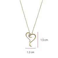 10K Yellow Gold 0.015cttw Diamond Heart Pendant, 18"
