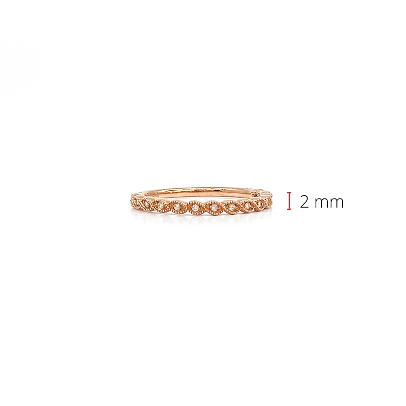 10K Rose Gold 0.07cttw Round Cut Diamond Ring, size 6.5