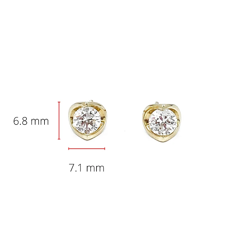 14K Yellow Gold cttw Canadian Diamond Mezza Luna Earrings with Screw Backs
