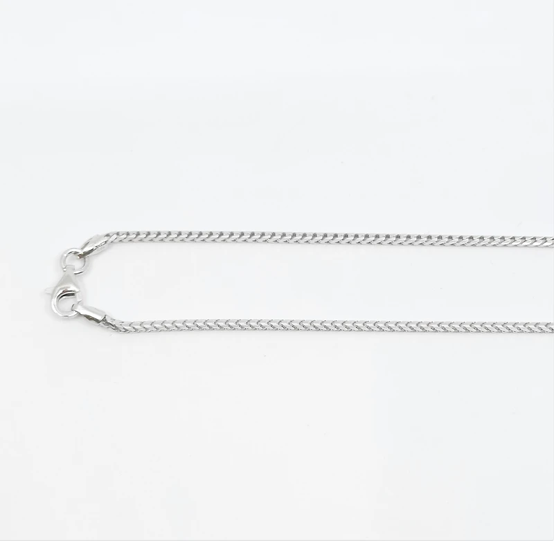 925 Sterling Silver 1.2mm Rhodium Plated Franco Chain with Lobster Clasp - 18 Inches