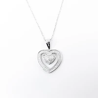 Silver Heart Pendant  with Cz