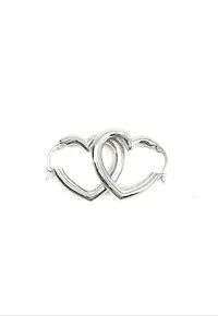 925 Sterling Silver Hollow Heart Shaped Earrings - 26X24mm