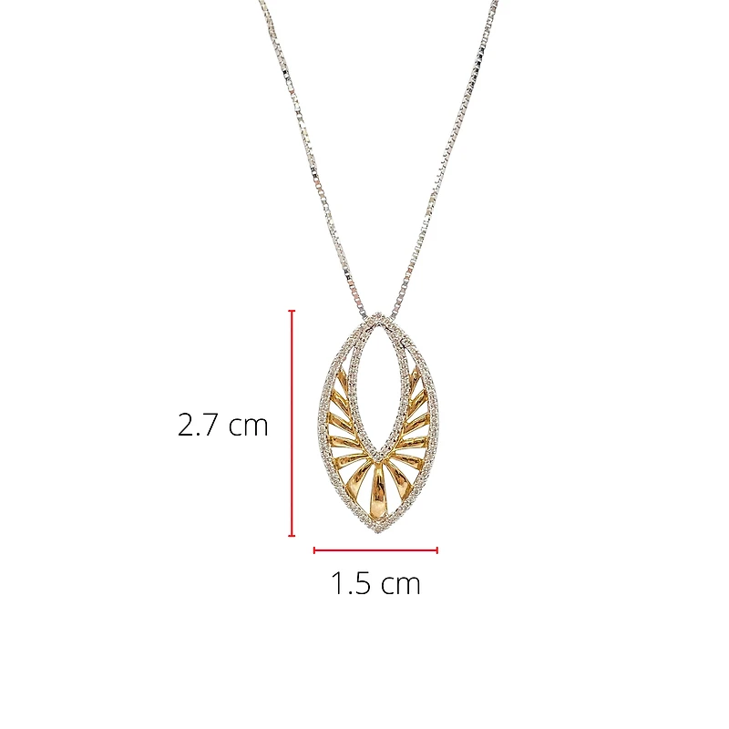 10K White & Yellow Gold 0.25cttw Diamond Pendant, 18"