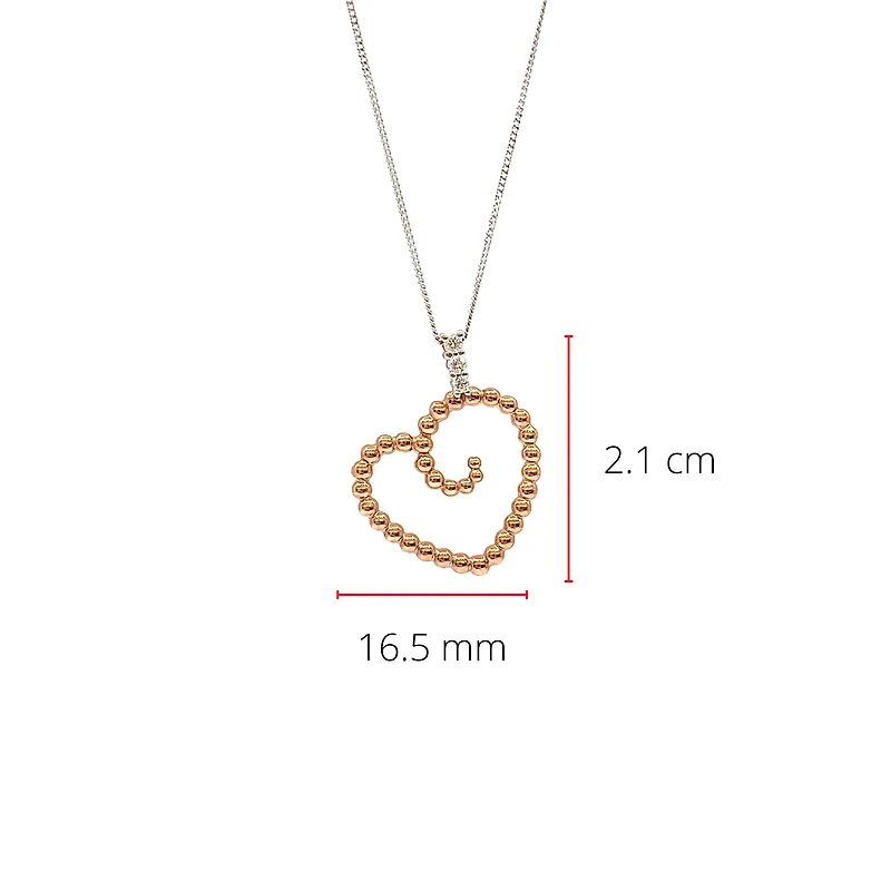 10K White & Rose Gold 0.04cttw Diamond Heart Pendant, 18"